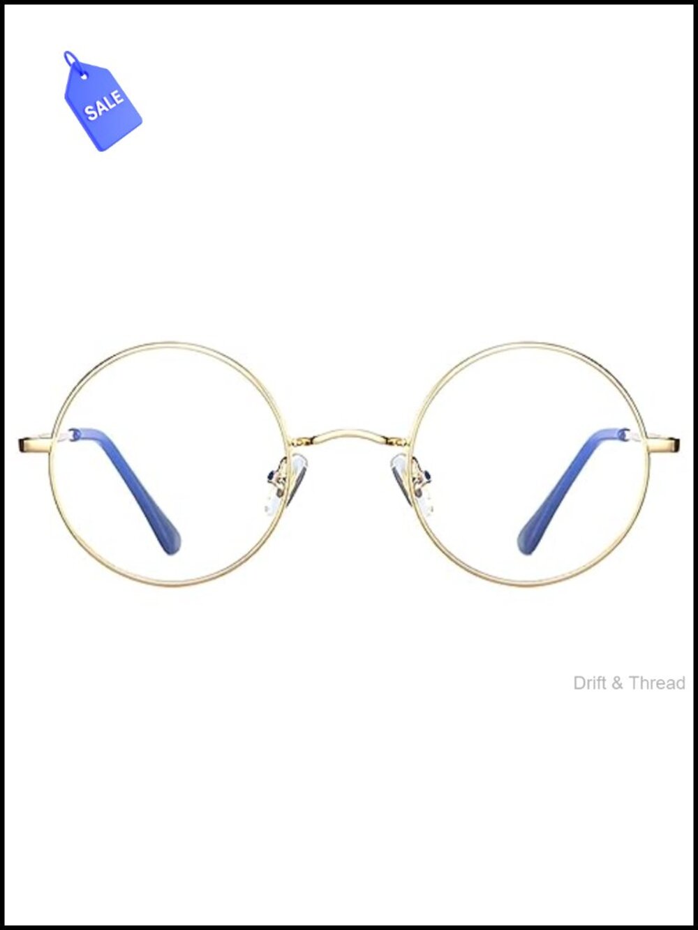Round Blue Light Glasses Metal Frame Eyeglasses UV Protection